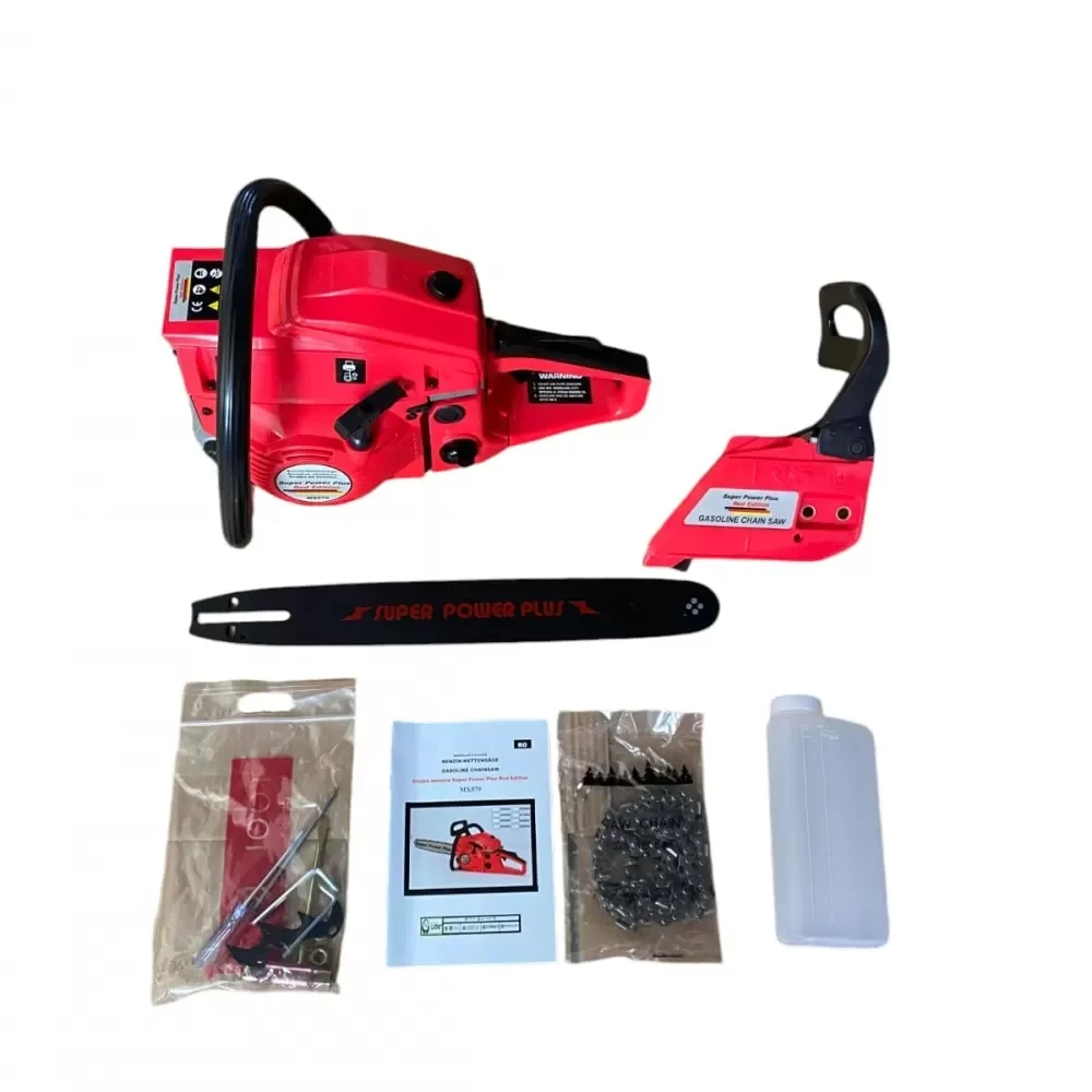 *PACHET* 8.8cp 58cmc Drujba benzina + 3 lanturi + 2 lame + x2 ulei ungere lant 1L + x2 ulei amestec 0.5L + x2 bujii + accesorii + manusi protectie , Super Power Plus *RED edition [7]