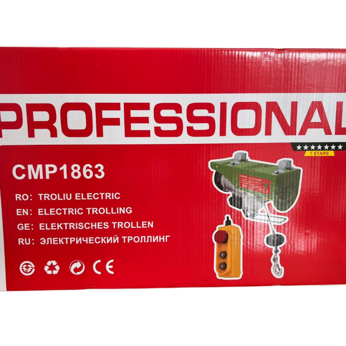 Macara electrica 1200kg, 1600w, 20m / 10m, troliu electric, electropalan CAMPION PROFESSIONAL [4]