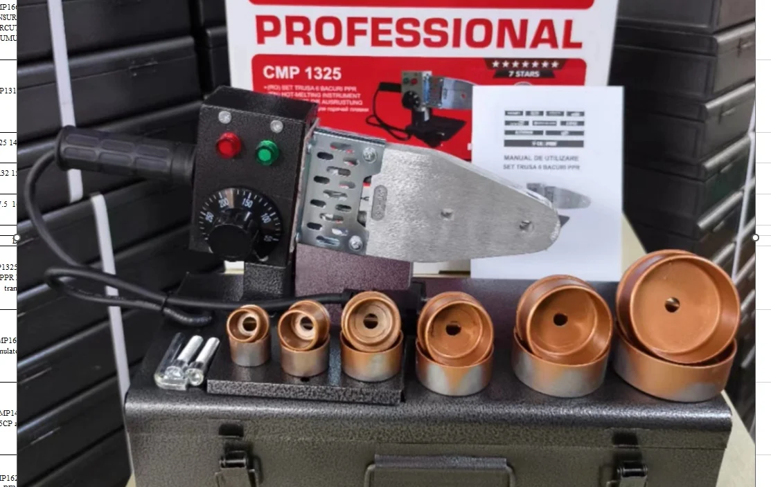 Trusa Plita PPR 1000w aparat sudura tevi, 6 bacuri, valiza metal, Profesional CAMPION CMP1325 [2]