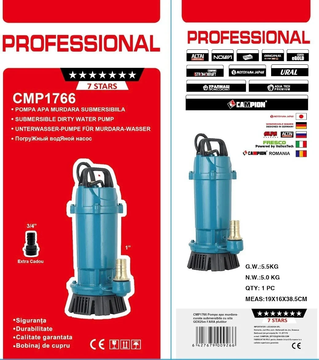 Pompa submersibila apa curata CMP1766 QDX3-25-0.75, 0.75kW, 1HP, debit 3 mc/h, inaltime refulare 25m, 2860RPM, 110-220V, fara plutitor [3]