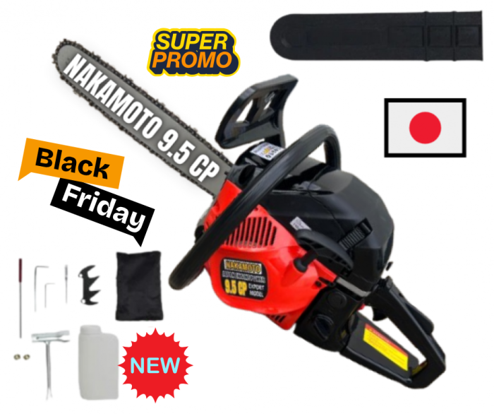 *PROFESIONAL* NAKAMOTO 9.8 CP JAPAN  MOTOFIERASTRAU, DRUJBA PE BENZINA CU LAMA 40 CM PROFFESIONAL [1]