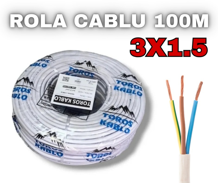 *1+1 GRATIS* Rola Cablu Curent 100m 3x1.5 MYYM  300/500V CUPRU TOTAL 200 Metri [2]