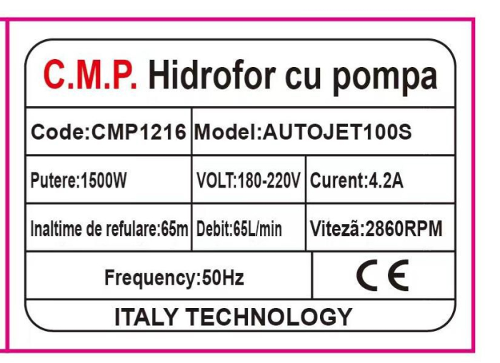 Set Hidrofor cu pompa autoamorsanta fonta 1500W  CAMPION PROFESSIONAL AUTOJET 100S, Inaltime refulare 65m, Debit  65L/min + Butelie Hidrofor 24 L [3]