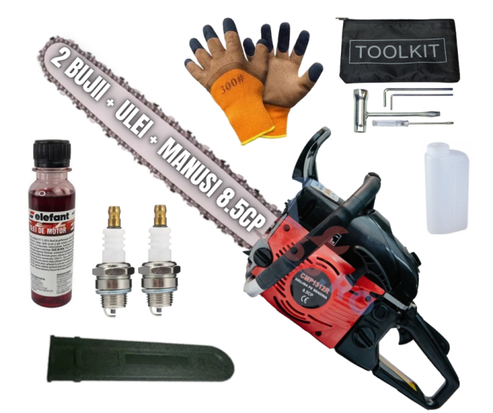 *SUPER Pachet* 8.5cp Drujba benzina + 2 bujii + ulei amestec + accesorii + manusi protectie + pila , CAMPION Profesional [1]