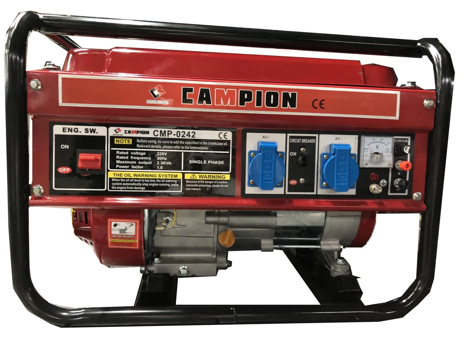 *SWEEDEN* Generator electric pe benzina Campion CMP0242, 2.8KW, 3000RPM, Rosu Negru [3]