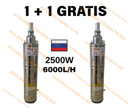 Pompe Submersibile - *1+1 GRATIS*  POMPA SUBMERSIBILA 6000L/ORA 2500W 160M REFULARE CABLU 20 METRI URAL Professional