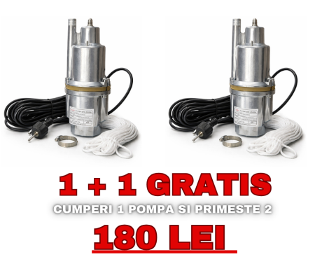 Pompe Submersibile - *1+1 GRATIS* 2 POMPA apa submersibila, pe vibratie tip VMP60,, 1000W, Debit 35L min., 2860RPM, 70m, CMP1558