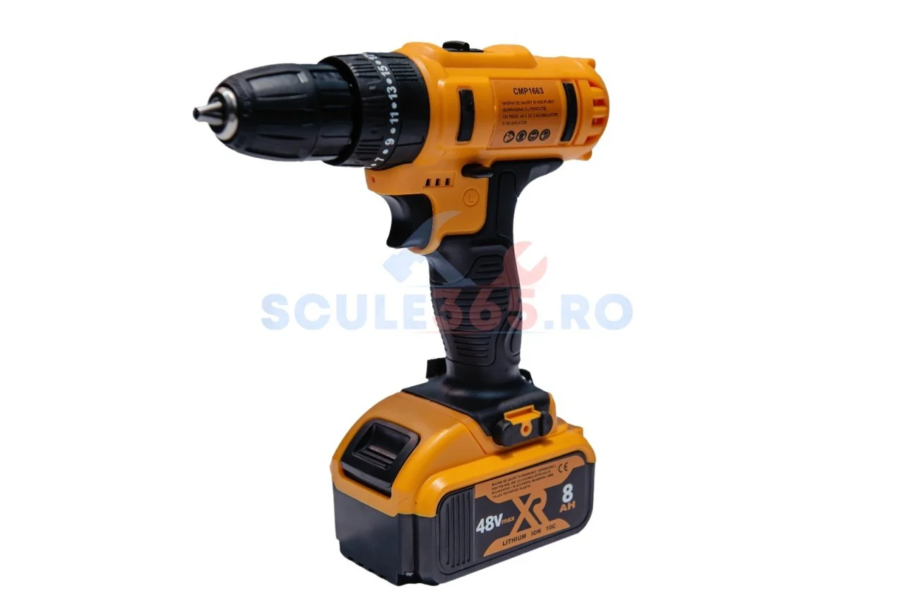 *1+1 GRATIS*Masina de gaurit si insurubat cu percutie 120 piese, 48v, 2 acumulatori, trusa, incarcator inclus, bormasina autofiletanta 8AH, 1300rpm, Campion [3]