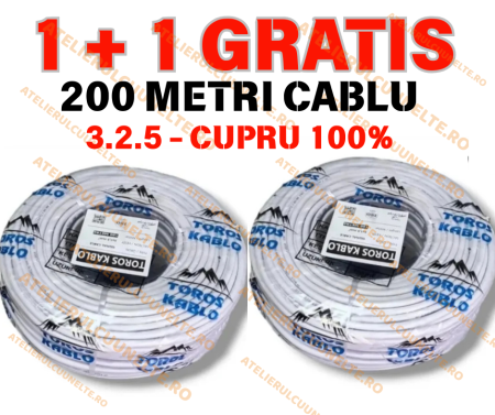 Prelungitoare - *1+1 GRATIS* Rola Cablu Curent 100m 3x2.5 MYYM 300/500V CUPRU TOTAL 200 Metri