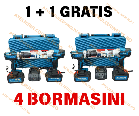 Masini de Gaurit si Insurubat - *1+1 GRATIS * Set Bormasina gaurit si infiletat + Pistol cu impact 48V 10Ah , cu 2 acumulatori si valiza transport CAMPION PROFESSIONAL