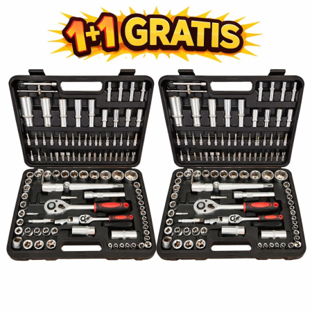 Uz Casnic - 1+1 GRATIS Trusa profesionala scule cu 108 piese tubulare cromate Chrome Vanadium