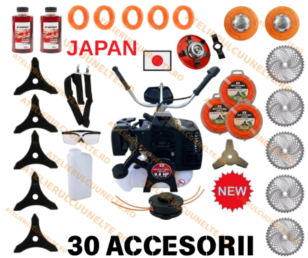 Motocoase si Masini Tuns Iarba - *30 ACCESORII* 9.8CP MOTOYAMA Motocoasa pe benzina , Japan Engine Power, 12.000 RPM + 30 ACCESORII