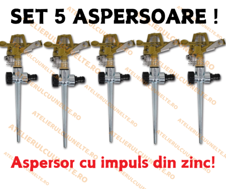 Pompe de Stropit si Vermorele - *SET 5 BUCATI* Aspersor cu impuls din zinc pentru grădină 5 BUCATI !