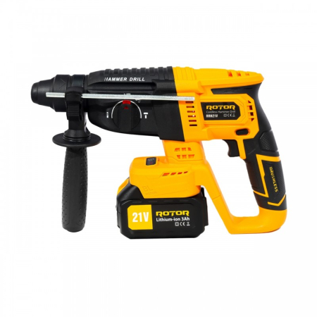 *OFERTA* Ciocan rotopercutor cu acumulator Rotor, 21 V/3 Ah, 1800 rpm, 4450 bpm, 2 acumulatori inclusi [1]