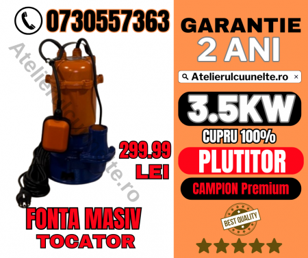 Toate Produsele - 3.5KW POMPA APA MURDARA (HAZNA) CU TOCATOR, CUTIT SI PLUTITOR CAMPION DIN FONTA