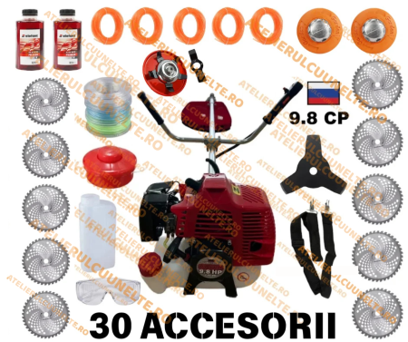 Motocoase pe Benzina - *30 ACCESORII CADOU* 9.8CP URALMASH PROFESIONAL Motocoasa pe benzina , RUSIAN Engine Power, 12.000 RPM