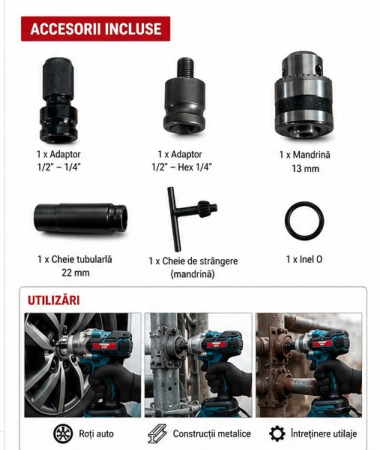 Bormasina Pistol cu impact 48V 10Ah , cu 2 acumulatori si accesorii CAMPION PROFESSIONAL [2]