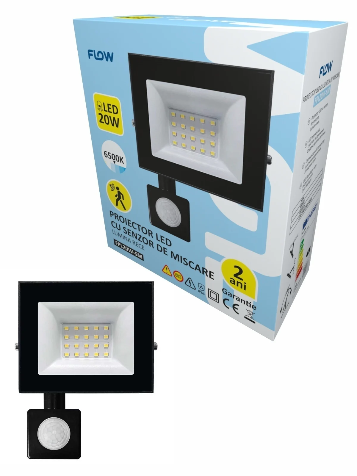 3x PROIECTOR LED CU SENZOR DE MIȘCARE 20W 6500K LUMINĂ RECE FLOW FPL20W-SM [1]