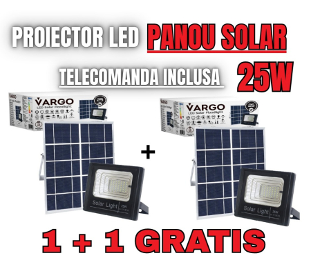 Proiectoare - 3xProiector cu panou solar si telecomanda 25W 6500 K V-111874 VARGO