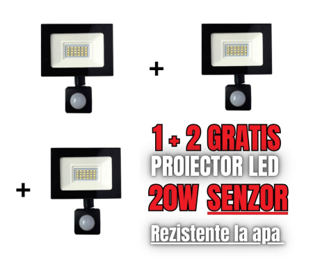 Proiectoare - 3x Proiector LED cu senzor miscare VARGO V-330320, 20W, 6500K, IP65