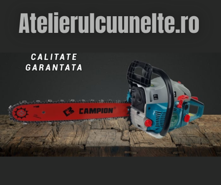 *Pachet* Motofierastrau pe benzina ( drujba ) Campion 6500, 7.5CP, 58cmc, 2 lame si 2 lanturi, pachet ulei, bujie de schimb [3]