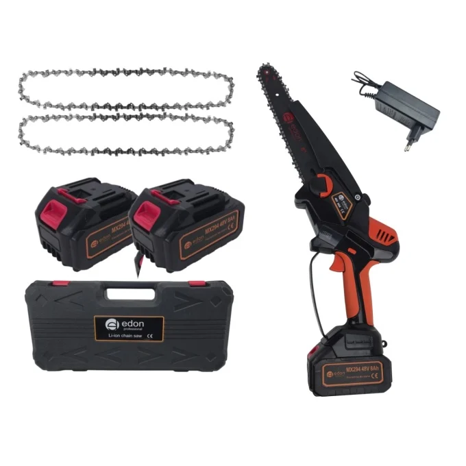 Mini Drujbe Acumulator - 48V  Minifierastrau mini drujba cu 2 acumulatori  lama 20 cm, , sistem de ungere lant, geanta de transport