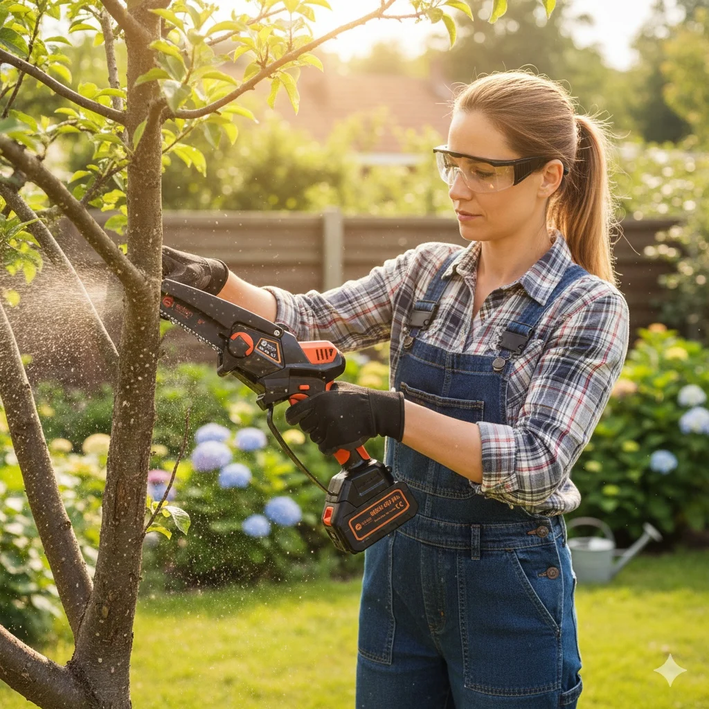 48V  Minifierastrau mini drujba cu 2 acumulatori  lama 20 cm, , sistem de ungere lant, geanta de transport [4]