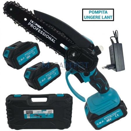 48V 10Ah Set Foarfeca si Mini Drujba cu 4 acumulatori  , Fierastrau  electric 170mm + Foarfeca gradina cu acumulator 27mm diametru Campion PROFESSIONAL [1]