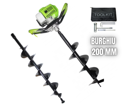 Motoburghie si Foreze Pamant - *SUPER PACHET* Motoburghiu + BURGHIU 200MM Craft-tec profesional pentru pamant Motofreza profesionala
