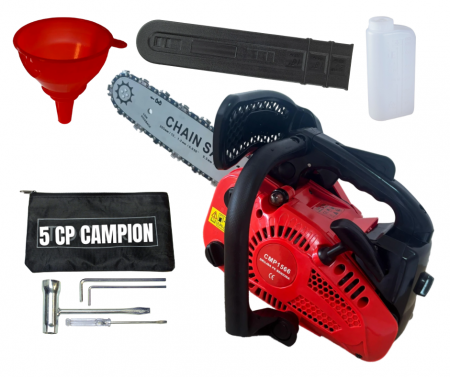 Toate Produsele - 5CP Drujba pe benzina de mana pentru constructii CAMPION MOTOFIERASTRAU 25cm, Easy Start,