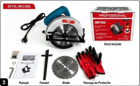 Scule Electrice - * CADOU IN CUTIE * Fierastrau Circular 3000W , disc 185/24T , taiere 45/90°, CAMPION CMP1833