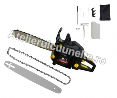 Drujbe - 8.5 CP 2 LAME + 2 LANTURI Drujba pe Benzina Motofierastrau Campion 7800, 58 CMC LAMRE MARI