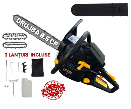 Toate Produsele - * 3 LANTURI INCLUSE * 8.5 CP Drujba pe Benzina Motofierastrau Campion CMP1312 , 52 CMC, LAMA 40 CM PROFFESIONAL + 3 lanturi incluse