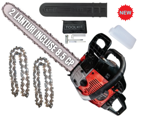 Drujbe Benzina - 8.5CP *SUPER* 2 LANTURI Drujba benzina 58cc, 8.5cp, 10.000rpm, 400mm, CAMPION EasyStart New Generation