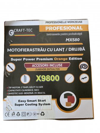 9.8 CP  Craft-Tec  X9800 Drujba pe Benzina Motofierastrau LAMA si LANT 40 CM  Super Power PREMIUM [5]