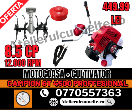 Motocoase si Masini Tuns Iarba - 9.8 CP Motocoasa pe benzina MOTOYAMA, Japan Engine Power, 12.000 RPM + ADAPTOR CULTIVATOR