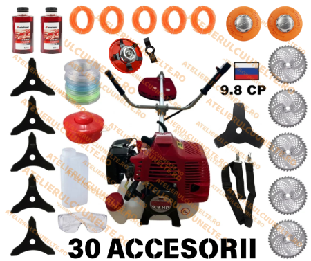 Motocoase si Masini Tuns Iarba - *30 ACCESORII CADOU* 9.8CP URALMASH PROFESIONAL Motocoasa pe benzina , RUSIAN Engine Power, 12.000 RPM