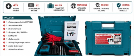 * CADOU INCLUS * CIOCAN ROTOPERCUTOR CAMPION CU 2 ACUMULATORI 48V si 10AH - BRUSHLESS TECHNOLOGY [1]