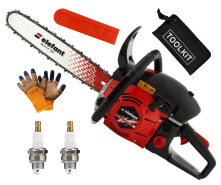 Drujbe Benzina - *PACHET*Drujba pe benzina + 2 Bujii + Manusi premium ELEFANT CS5800S , 58 cm³,3400 rot/min