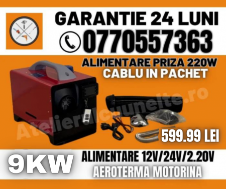 Uz Casnic - Aeroterma pe motorina portabila 9KW Incalzitor 3 in 1 cu telecomanda,evacuare termostat, 12V 24V 220V
