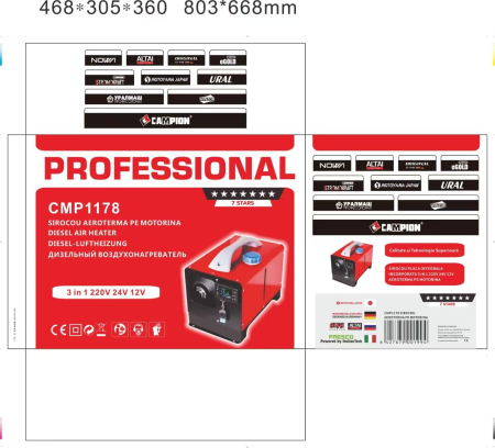 ALIMENTARE 220V 12KW Aeroterma pe motorina cu telecomanda,evacuare termostat,portabila 12V Incalzitor [2]