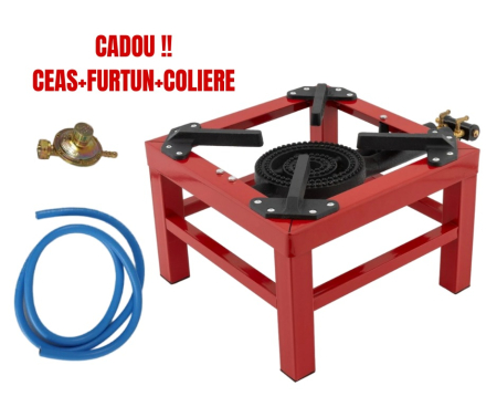 Uz Casnic - Arzator / pirostrie 8kw pe gaz cu 2 focuri de exterior, portabila, material fonta si otel