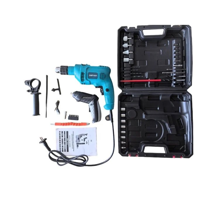 Masini de Gaurit si Insurubat - Bormasina cu percutie, mandrina stabila cu cheie CAMPION Professional + CADOU AUTOFILETANTA in valiza transport cu 32 accesorii