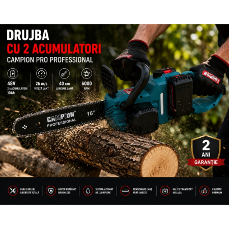 * CADOU IN CUTIE * Drujba cu 2 acumulatori 48V/10AH , CAMPION CMP 1855 , fierastrau electric [3]