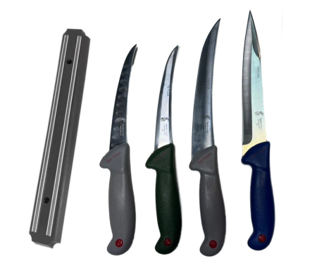 *CALITATE GERMANA* Set Complet de Cuțite pentru Macelarie Profesionale   - 4 PIESE + Supot cu Bandă magnetică [1]
