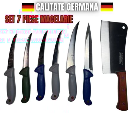 Ustensile bucatarie - *CALITATE GERMANA* Set Complet de Cuțite pentru Macelarie Profesionale   - 7 PIESE