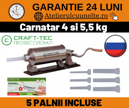 Aparate de facut Carnati - Carnatar Aparat Orizontal Umplut Facut Carnati Inox 4/5.5kg 5 Palnii