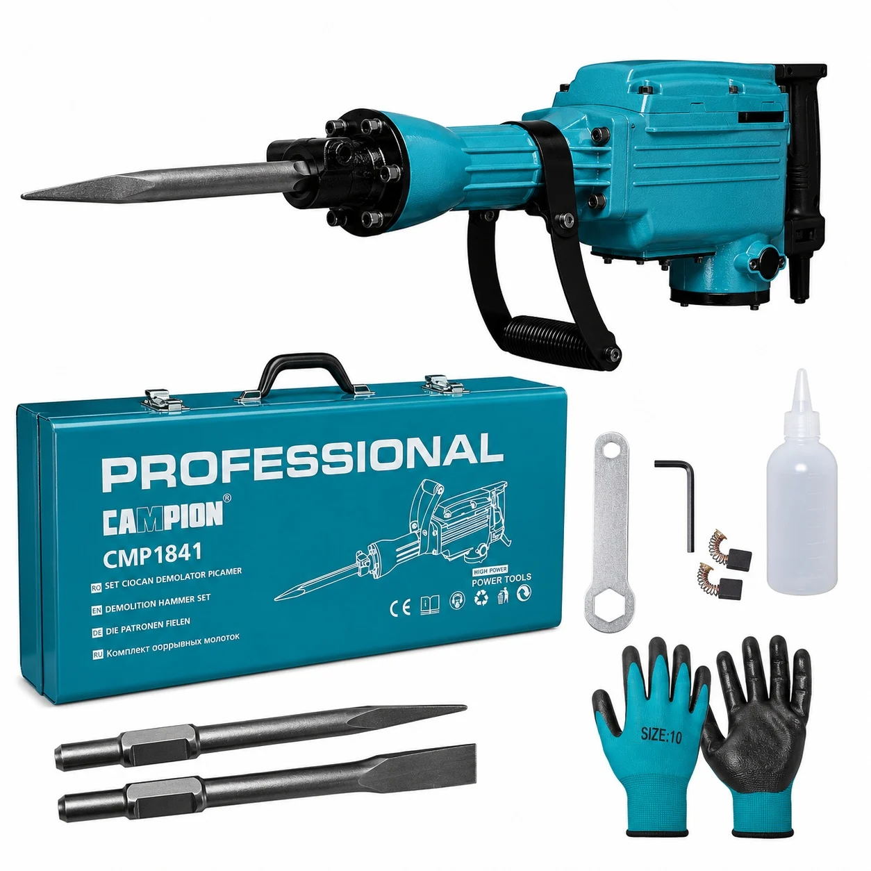 Scule Electrice - Ciocan Demolator picamer 3500w, 60j, 1800rpm, 16kg, sds-hex 65mm, maner anti-vibratii CAMPION PROFESSIONAL CMP1841`