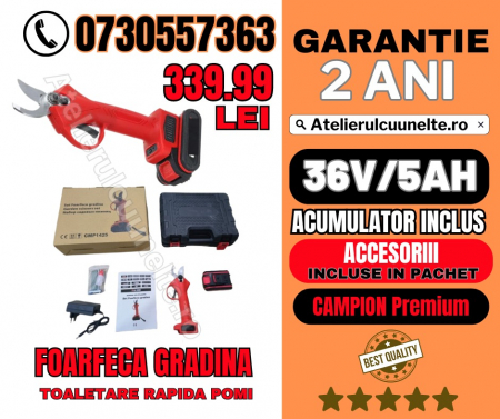 Toate Produsele - Foarfeca de gradina Electrica CAMPION cu ACUMULATOR de 36V si 5 Ah