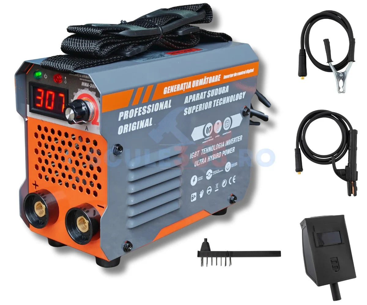Aparate Sudură și Invertoare - Invertor Aparat de sudura MMA300 CAMPION , 10-300A, Electrozi 1.6 - 5 mm, Protectie termica, Complet accesorizat, 220V